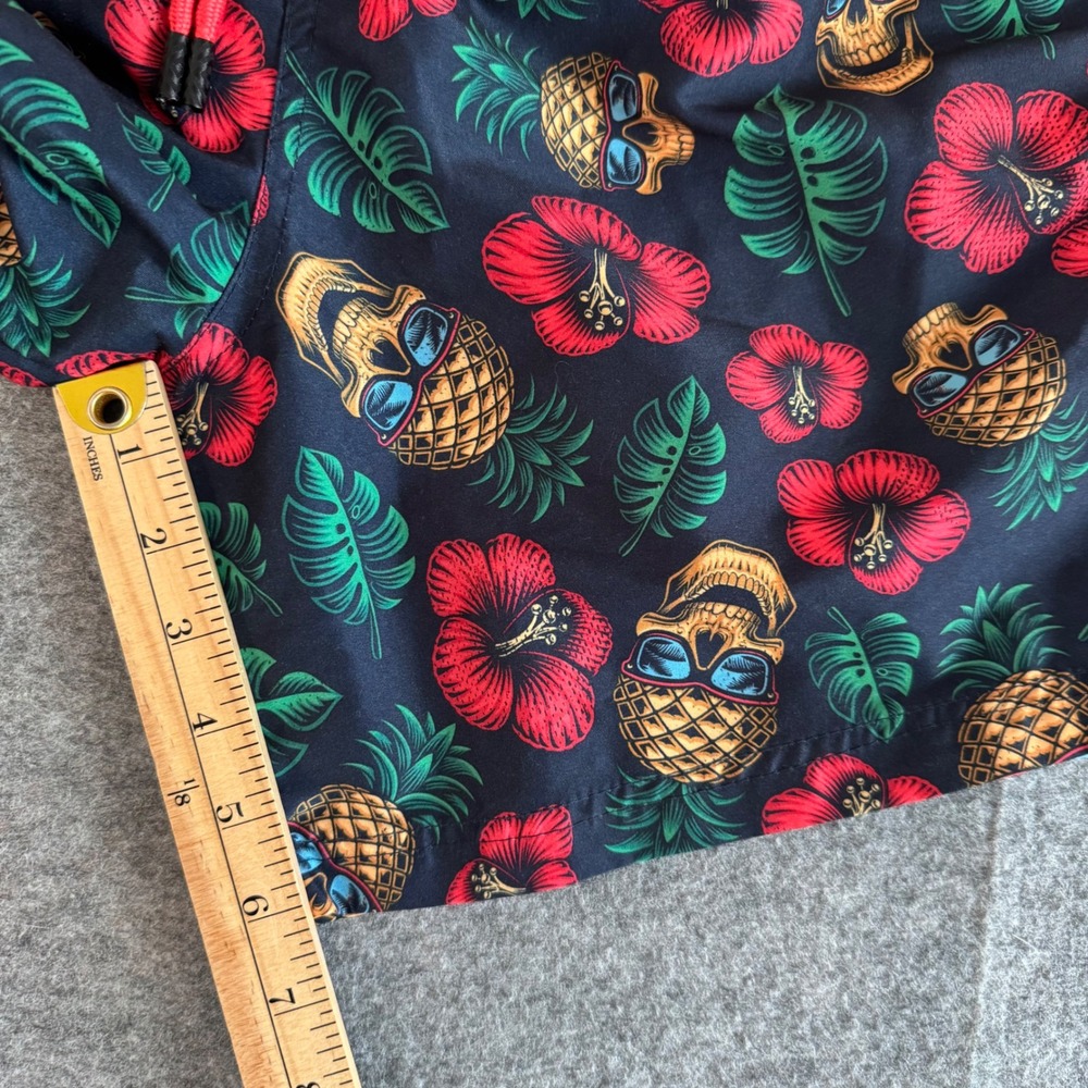 Broken Threads Medium 6in Navy Blue Pineapple Skull Tropical Mens Swim Trunks - Picture 8 of 8